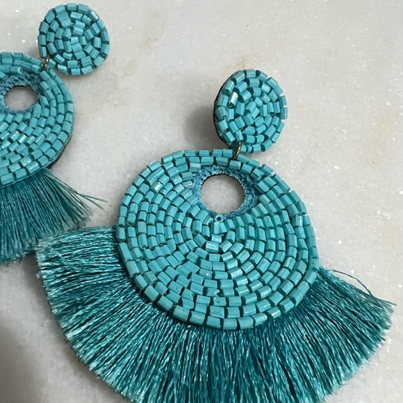 Turquoise Earrings - Beaded & Fringe Details - Picture 10 of 10